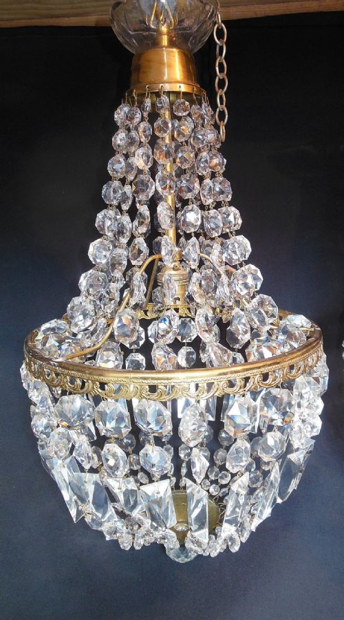 fig 1. Pair of Crystal Purse Chandeliers