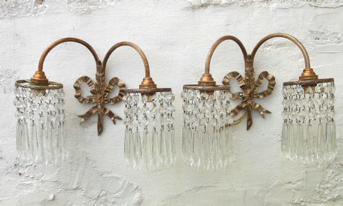 Pair of Wall Lights with Hanging Lustres