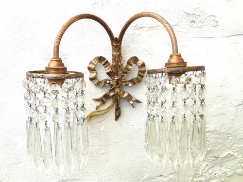 fig 1. Pair of Wall Lights with Hanging Lustres