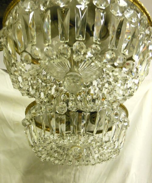 Pair of Round Crystal Ceiling Lights
