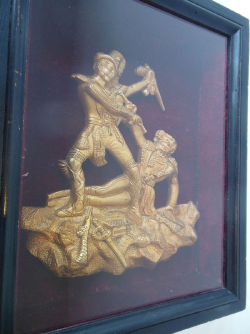 GILT RELIEF TABLEAU OF TWO FIGHTING MEN - ADDITIONAL PHOTO 1