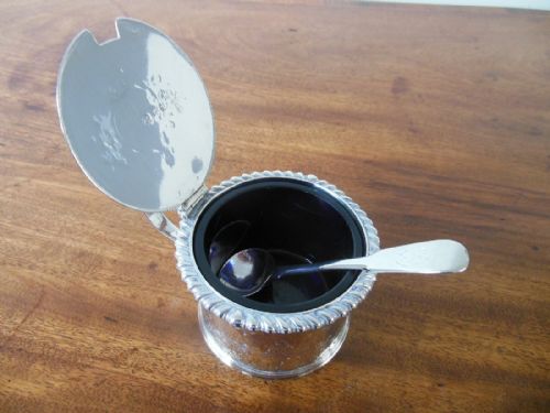 Silver Mustard Pot with Silver Spoon
