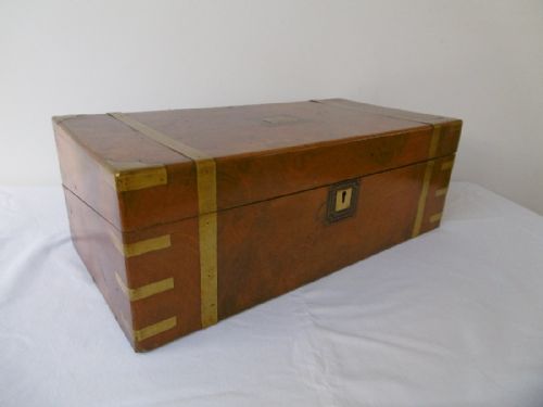 Brass Bound Walnut Campaign Writing Slope