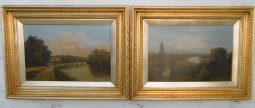 Pair of Oils of Richmond by James Isaiah Lewis