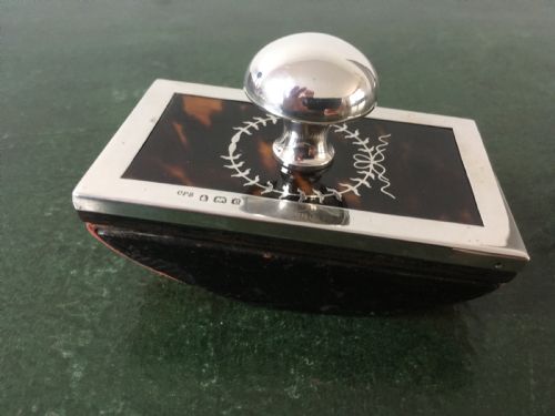 Silver and Tortoiseshell Ink Blotter