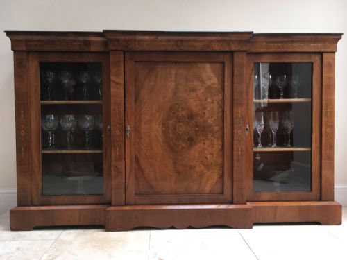 Mahogany Inlaid Breakfront Cabinet Bookcase Credenza