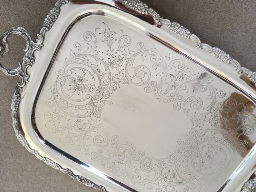 19TH CENTURY SILVER PLATED SERVING TRAY - ADDITIONAL PHOTO 3