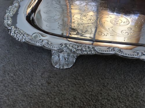 19TH CENTURY SILVER PLATED SERVING TRAY - ADDITIONAL PHOTO 4