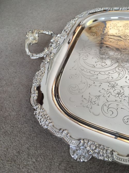 19TH CENTURY SILVER PLATED SERVING TRAY - ADDITIONAL PHOTO 6