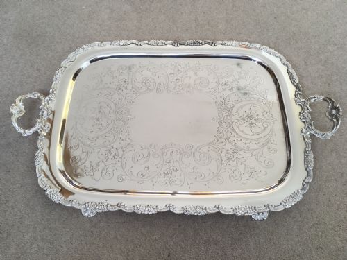 19TH CENTURY SILVER PLATED SERVING TRAY - ADDITIONAL PHOTO 8