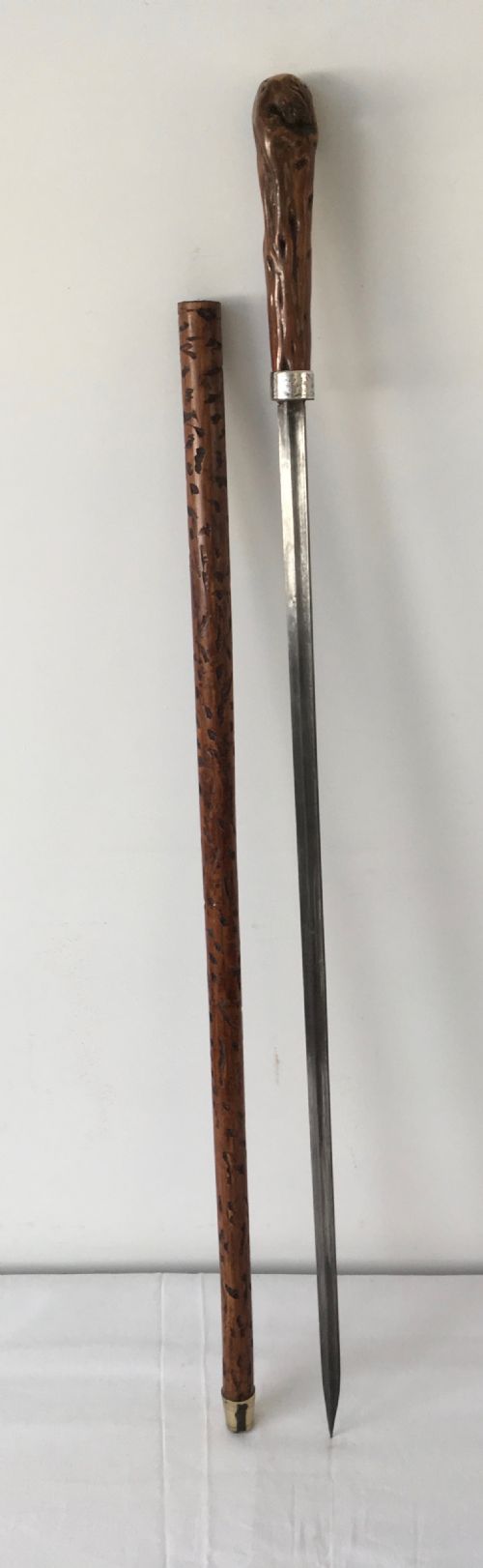 Hawthorn Handled Sword Stick with Silver Collar
