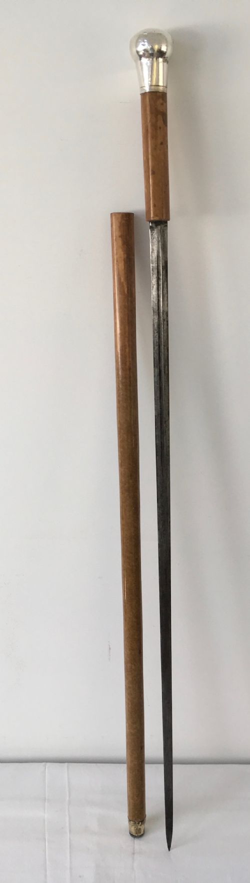 Mid 19th Century Silver Handled Malacca Sword Stick
