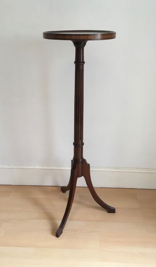 Inlaid Mahogany Plant Stand or Torchere
