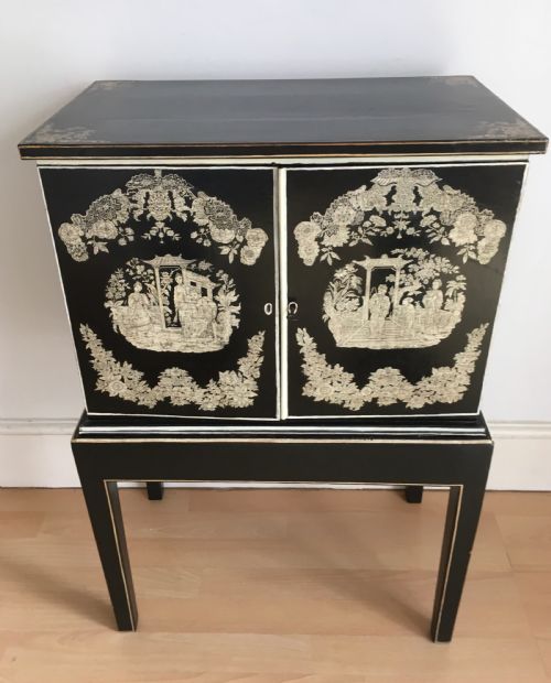 Chinese Penwork Cabinet on Stand