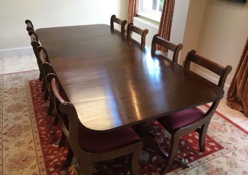 19TH CENTURY TWIN PILLAR MAHOGANY DINING TABLE - ADDITIONAL PHOTO 1