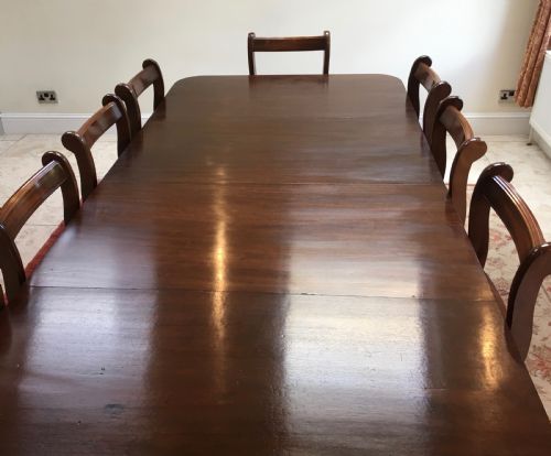19TH CENTURY TWIN PILLAR MAHOGANY DINING TABLE - ADDITIONAL PHOTO 2