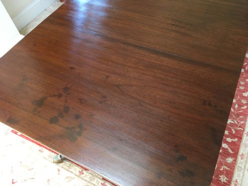19TH CENTURY TWIN PILLAR MAHOGANY DINING TABLE - ADDITIONAL PHOTO 8