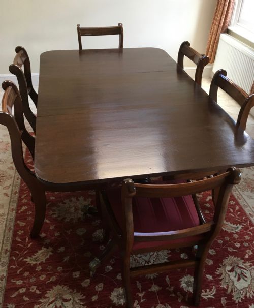 19TH CENTURY TWIN PILLAR MAHOGANY DINING TABLE - ADDITIONAL PHOTO 11