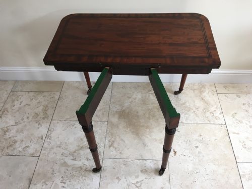 REGENCY MAHOGANY INLAID CARD TABLE - ADDITIONAL PHOTO 3