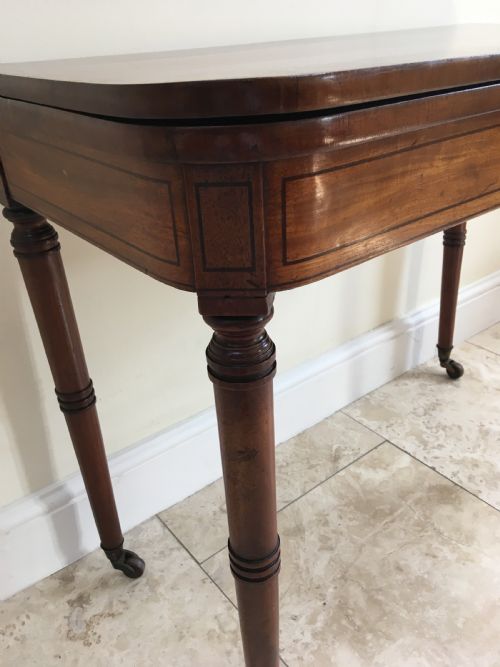 REGENCY MAHOGANY INLAID CARD TABLE - ADDITIONAL PHOTO 6