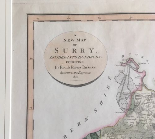 ANTIQUE MAP OF SURRY BY JOHN CARY 1801 - ADDITIONAL PHOTO 1