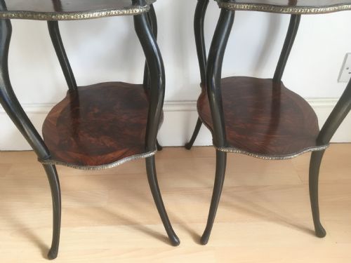 PAIR OF GILT METAL AND INLAID MARQUETRY ETAGERES - ADDITIONAL PHOTO 8