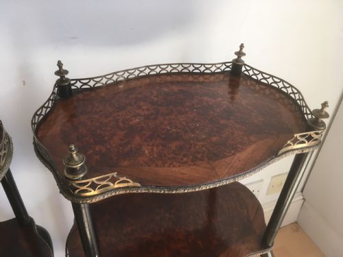 PAIR OF GILT METAL AND INLAID MARQUETRY ETAGERES - ADDITIONAL PHOTO 11