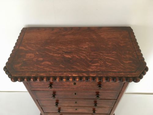OAK INLAID COLLECTORS CABINET CHEST - ADDITIONAL PHOTO 5
