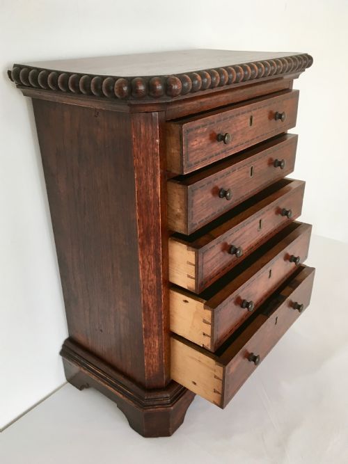 OAK INLAID COLLECTORS CABINET CHEST - ADDITIONAL PHOTO 11