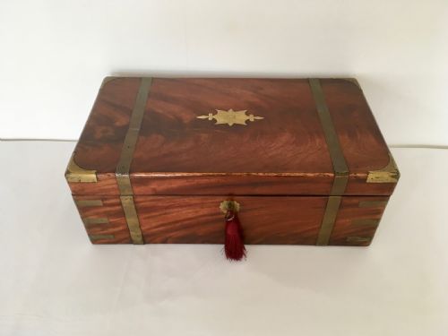 Brass Bound Walnut Campaign Writing Slope