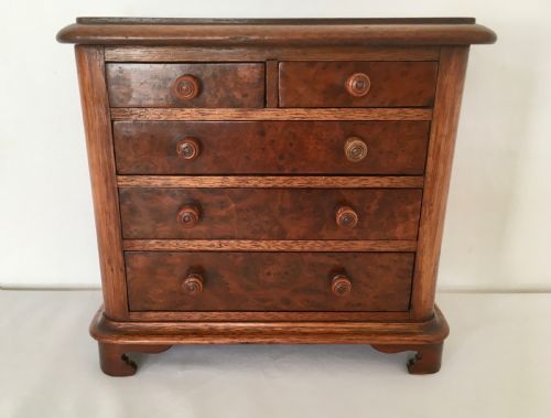 Walnut and Burr Walnut Miniature Chest of Drawers