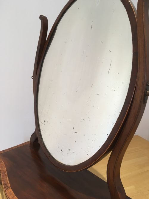 GEORGIAN MAHOGANY SERPENTINE TOILET MIRROR - ADDITIONAL PHOTO 5