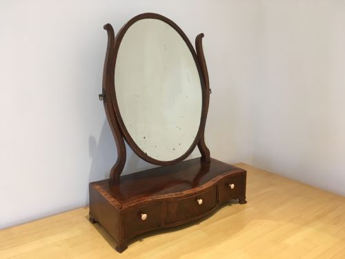 GEORGIAN MAHOGANY SERPENTINE TOILET MIRROR - ADDITIONAL PHOTO 6