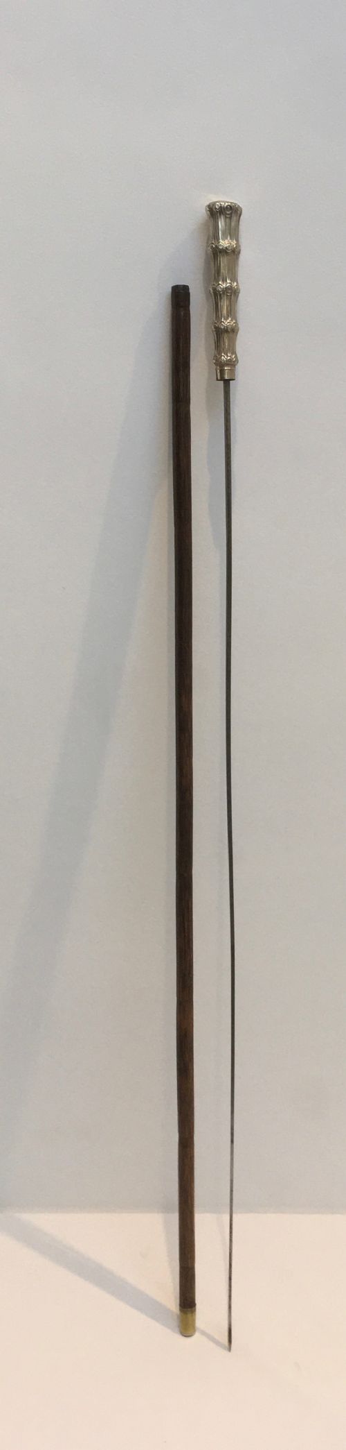 Silver Faux Bamboo Sword Stick. London 1846