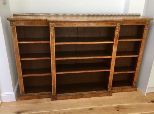 Walnut & Burr Walnut Breakfront Bookcase