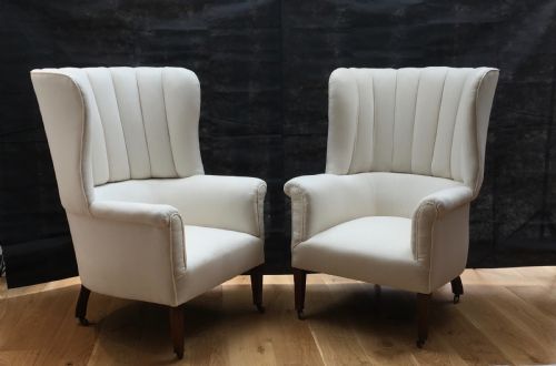 Rare Pair of 19th Century Barrel Back Armchairs