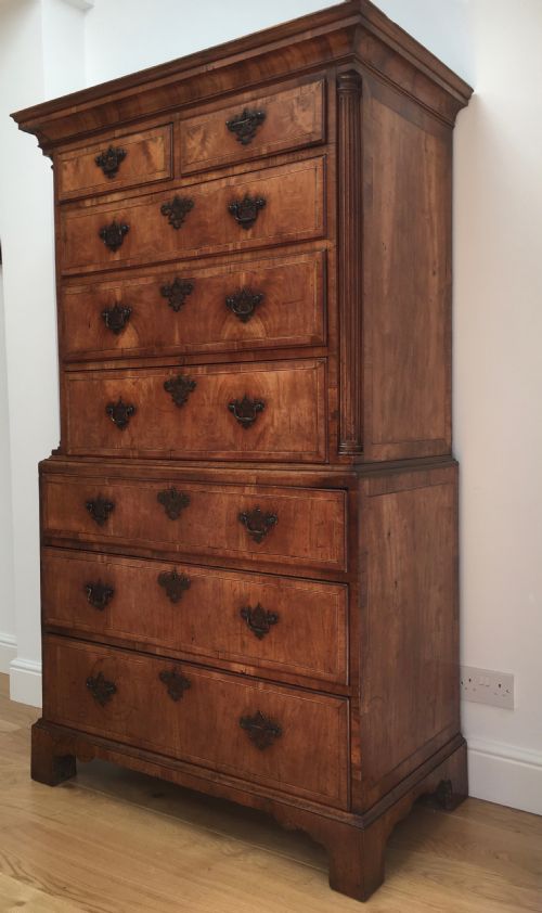 GEORGE II WALNUT TALLBOY CHEST ON CHEST - ADDITIONAL PHOTO 1