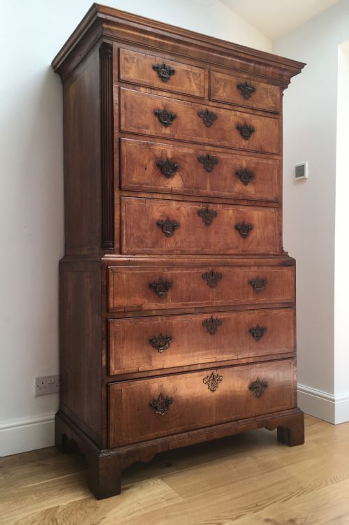 GEORGE II WALNUT TALLBOY CHEST ON CHEST - ADDITIONAL PHOTO 2
