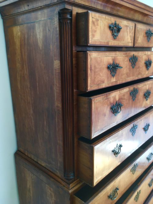 GEORGE II WALNUT TALLBOY CHEST ON CHEST - ADDITIONAL PHOTO 11