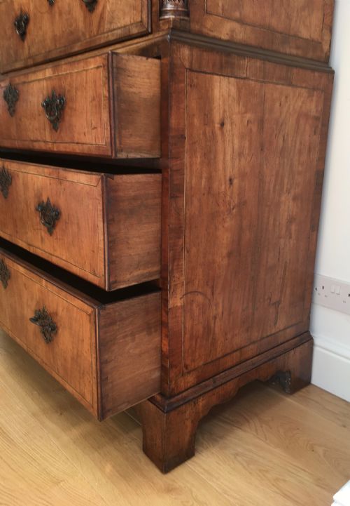 GEORGE II WALNUT TALLBOY CHEST ON CHEST - ADDITIONAL PHOTO 12