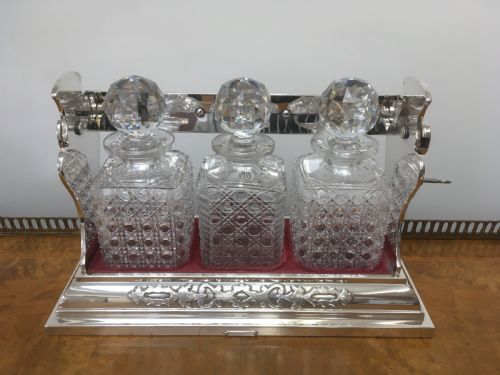 SILVER PLATED THREE DECANTER TANTALUS - ADDITIONAL PHOTO 7