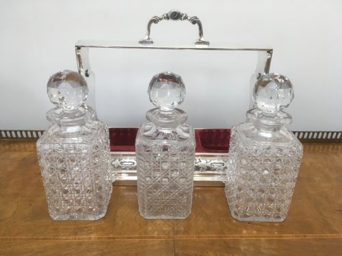 SILVER PLATED THREE DECANTER TANTALUS - ADDITIONAL PHOTO 9