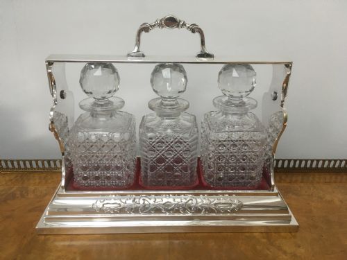 SILVER PLATED THREE DECANTER TANTALUS - ADDITIONAL PHOTO 13