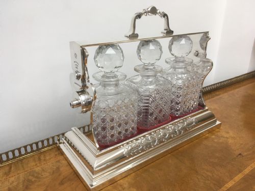 SILVER PLATED THREE DECANTER TANTALUS - ADDITIONAL PHOTO 14