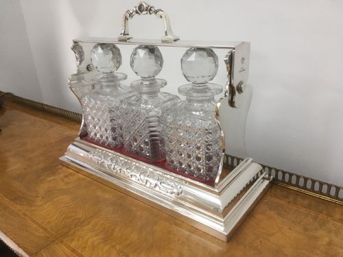 SILVER PLATED THREE DECANTER TANTALUS - ADDITIONAL PHOTO 15