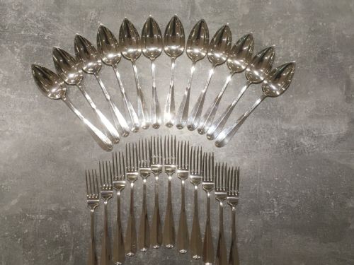 Cased Set of Twelve Silver Forks and Spoons
