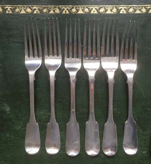 fig 1. Mixed Set of 36 Pieces of Victorian Silver Fiddle Pattern Cutlery or Flatware