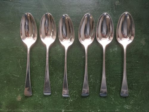 6 Georgian Silver Soup Spoons London 1776.