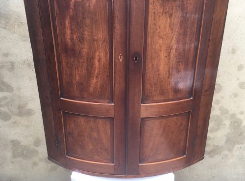 GEORGIAN MAHOGANY BOW FRONTED CORNER CABINET - ADDITIONAL PHOTO 9