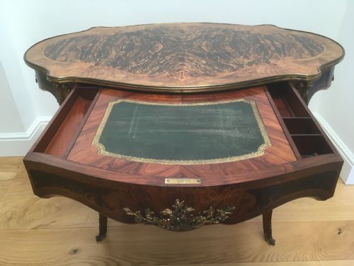 COROMANDEL WALNUT INLAID CENTRE TABLE AND DESK IN LOUIS XV STYLE - ADDITIONAL PHOTO 2